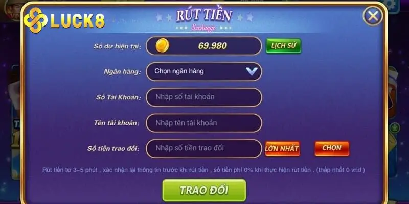 Mẹo để rút tiền tại Luck8 an toàn và nhanh nhất